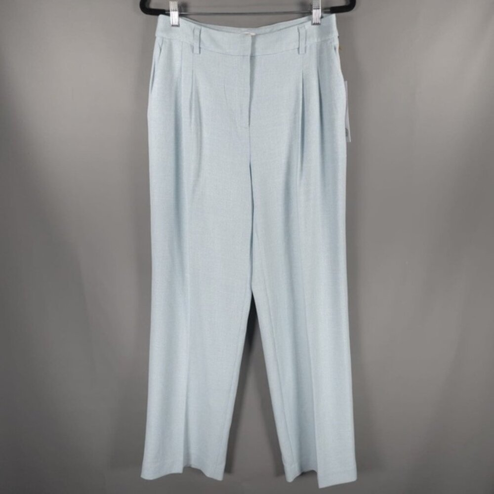 NWT House Of Harlow 1960 Pleated Side Pockets Textured Dress Pants Light Blue